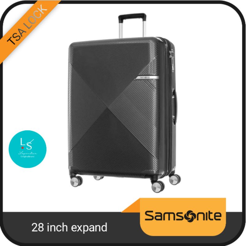 koper 28 inch Samsonite volant bagasi size Spinner expand TSA hitam