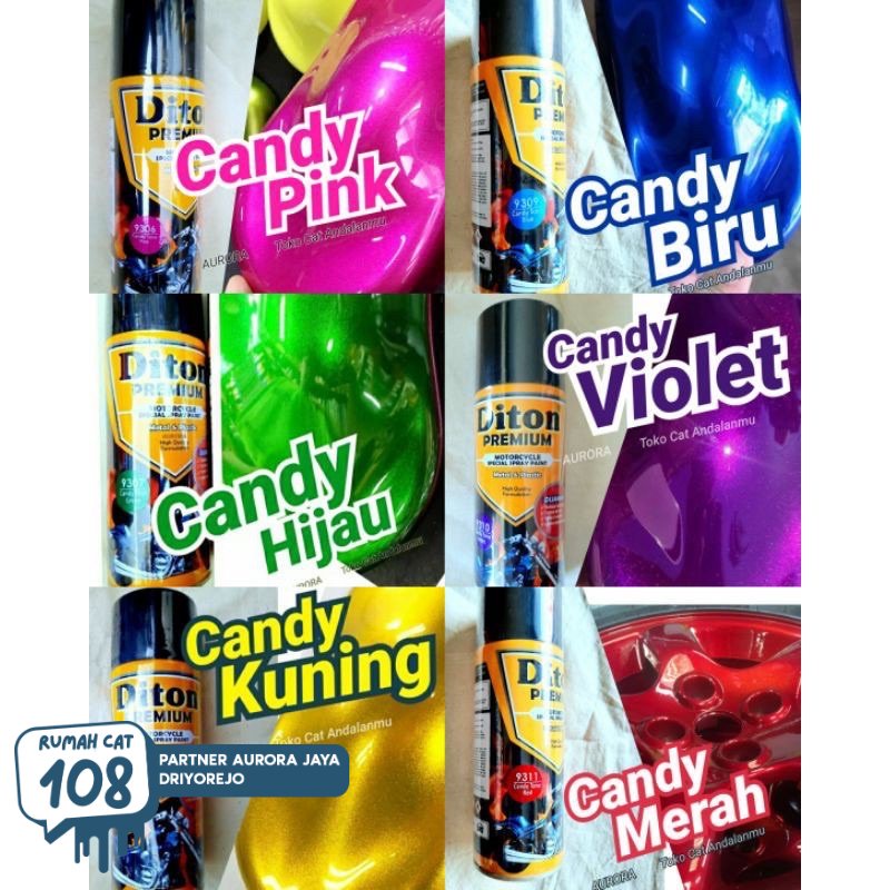 Pilox Diton Premium Candytone Candy Tone Transparan Pink Biru Hijau Ungu Kuning Merah Hitam Oranye
