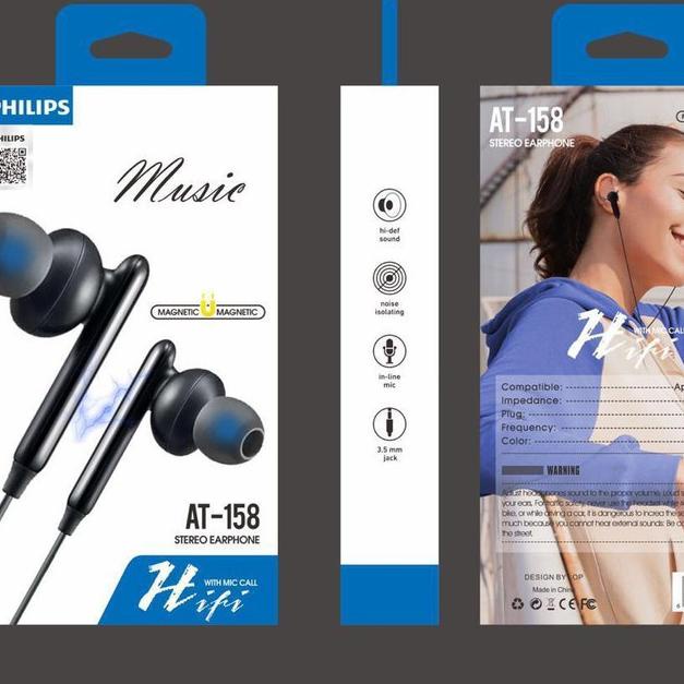 Prioritas--HEADSET HANDSFREE PHILIPS AT-158 EXTRA BASS MAGNET AT158 EARPHONE