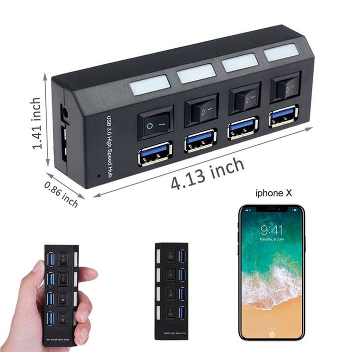 Trend-Universal USB Hub 4 Port USB 3.0 ON/OFF (saklar) Plus LED