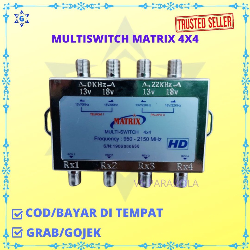 Multiswitch Parabola 4x4 UNTUK 2 LNB Satelit 4 Receiver
