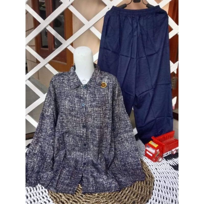 STELAN WANITA MOTIF ABSTRAK BAHAN RAYON VISCOSE / SETCEL COMBINASI MOTIF ABSTRAK