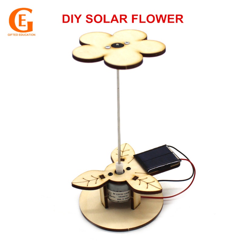 GIFTED EDUCATION Wood Solar Flower DIY Hand Assembled Intelligence Toys Light Energy Transformation School Project Gizmo