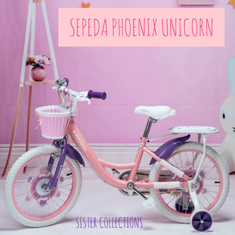 READY!! Sepeda Anak Phoenix Unicorn Dengan Sadel Boncengan Belakang / Sepeda Phoenix Unicorn Anak Perempuan