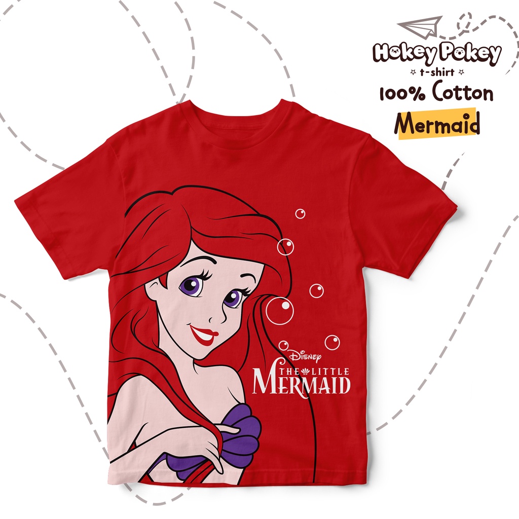 Baju Kaos T Shirt Anak Perempuan Katun Combed Motif Mermaid