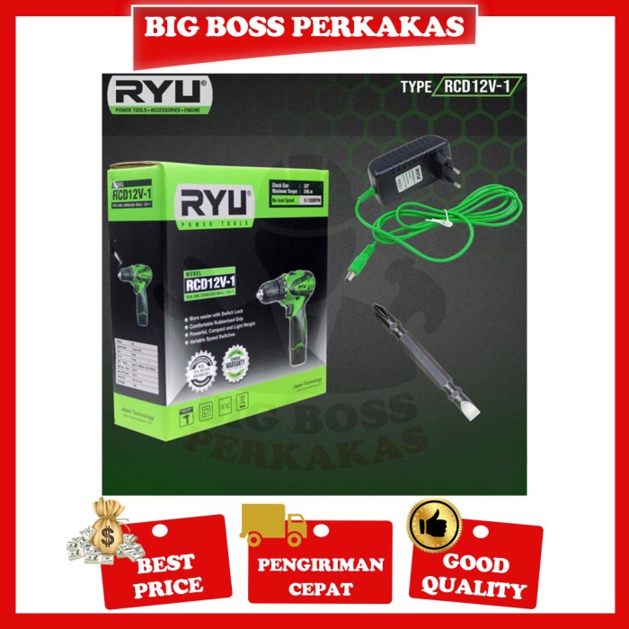 Ryu Mesin Bor Cordless Ryu Rcd 12V-1 Bor Baterai / Mesin Bor Obeng Terlaris