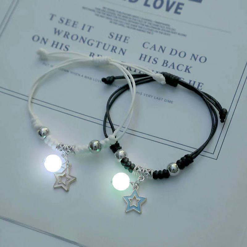 2pcs Gelang Desain Pentacle Butterfly Luminous Gaya Korea Untuk Hadiah Ulang Tahun