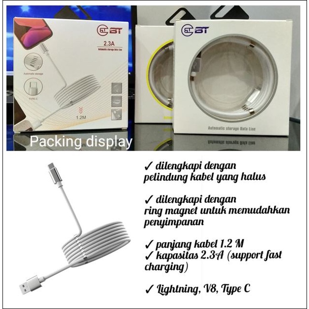 BT MagneticKabel dataMagnetic 1.2mType USBkabel chargerPanjang 1.2 meterType c Fast CharggingMerk BT