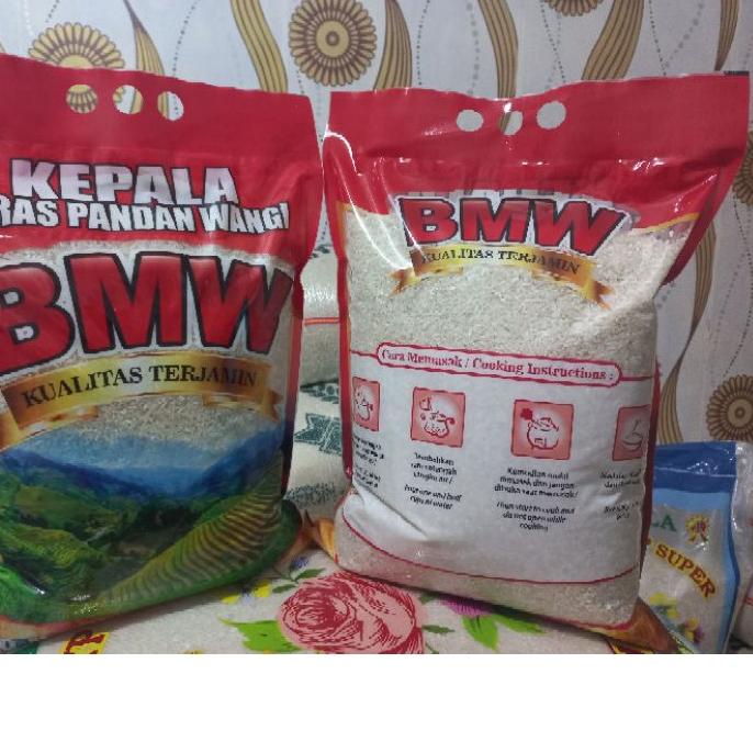 

10.10 STOK READY beras kemasaan premium bmw pandan wangi 5kg wangii pulen kak !