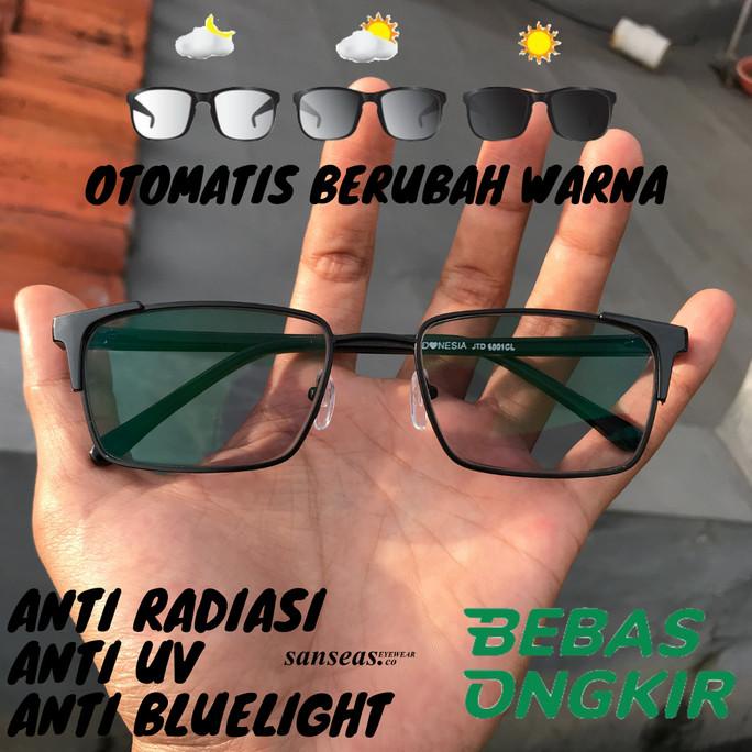 Kacamata Photocromic Pria Kotak Anti Radiasi Bisa Lensa Minus Silinder