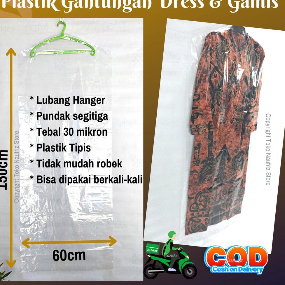 {PTS.18Oc22w} Plastik Gantungan Baju Gamis ISI 5 LEMBAR Cover Dress Gaun Laundry Loundry 60x150 Gant