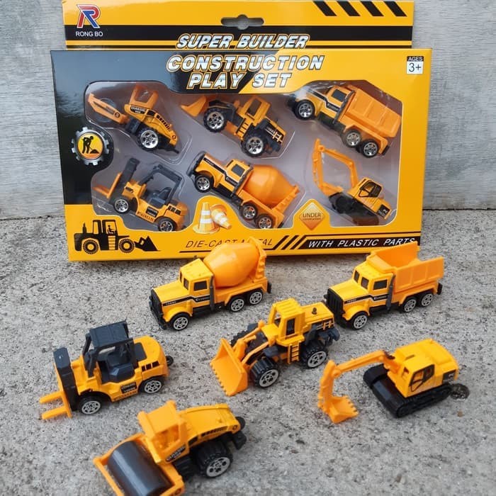 Promo Diecast Set Excavator Konstruksi Miniatur Truk Traktor Mainan Mobil Bagus