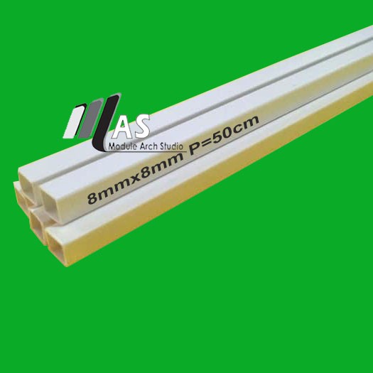 Promo Abs Square Tube 8Mm Length 50Cm / Maket Pipa Kotak Kosong Pvc Hemat