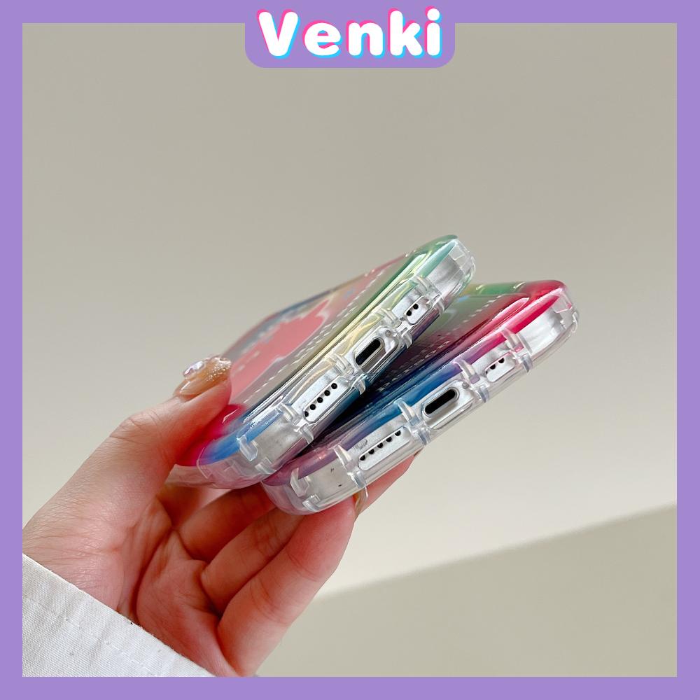 Case For iPhone 14 Pro Max TPU Soft Jelly Airbag Case Gradient Cute Bear Clear Case Camera Protection Shockproof For iPhone 14 13 12 11 Plus Pro Max 7 Plus X XR