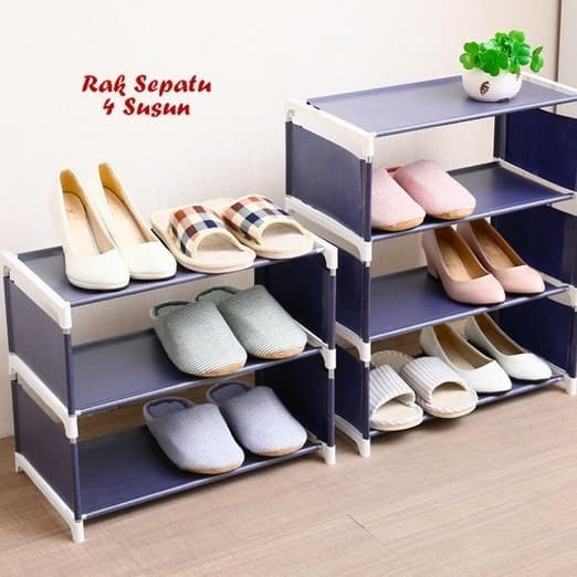 Rak Sepatu 4 SUSUN POLOS, Rak tempat sepatu, sandal, buku, portable