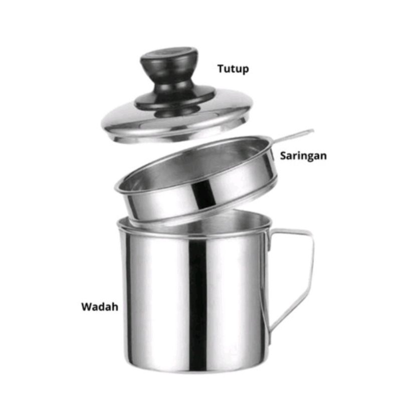 SARINGAN MINYAK OIL POT OIL FILTER CUP STAINLESS STEEL