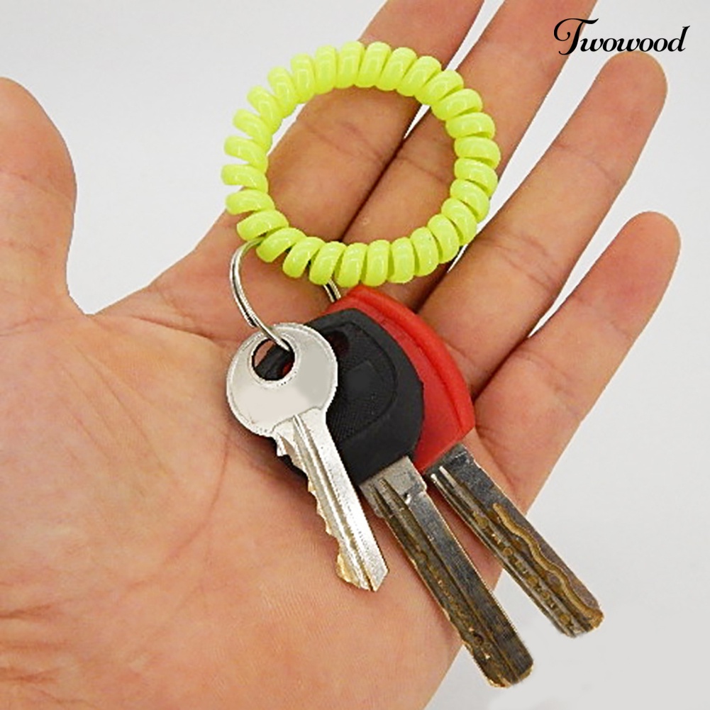 Twowood 6Pcs Gantungan Kunci Spiral Stretch Warna-Warni Untuk Gym / Kolam