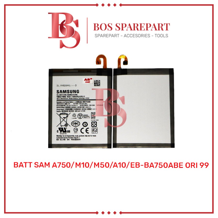 BATTERY SAMSUNG A750 / M10 / M50 / A10 / EB-BA750ABE ORI 99