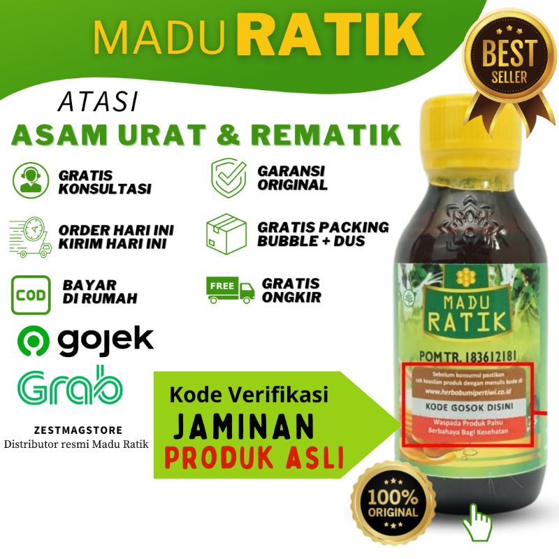 DISTRIBUTOR  MADU RATIK ASLI ATASI KEBAS KESEMUTAN KRAM ASAM URAT NYERI SENDI SAKIT OTOT PINGGANG REMATIK ENCOK SAKIT LUTUT