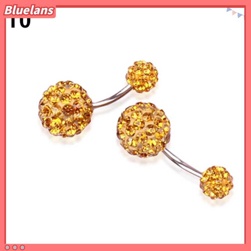 Bluelans Women Fashion Rhinestone Balls Navel Button Barbell Body Piercing Belly Ring