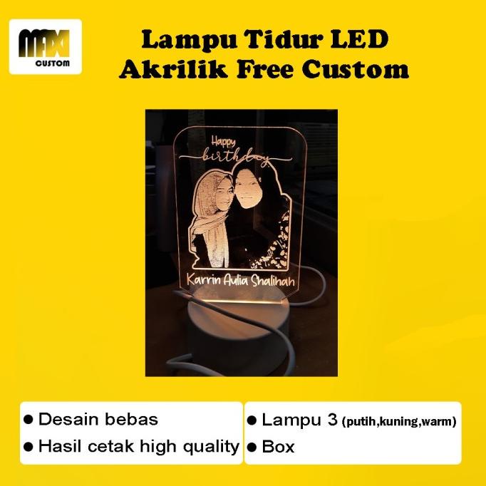 Lampu Tidur CUSTOM LED Akrilik / ACRYLIC FREE DESIGN (LINE ART) ready