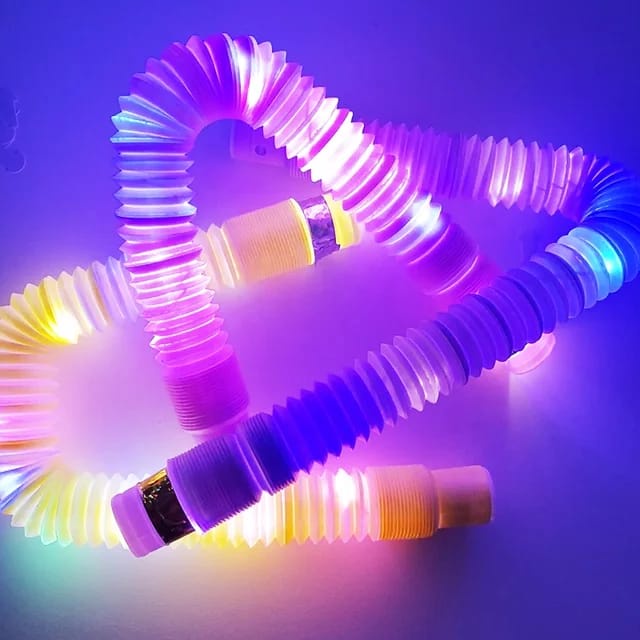 Mainan Anak Light Up Pop Pipes LED / Fidget Pop Tubes Sensory Toys / Mainan Kreasi Selang Pipa Anak / Mainan Kreativitas Anak