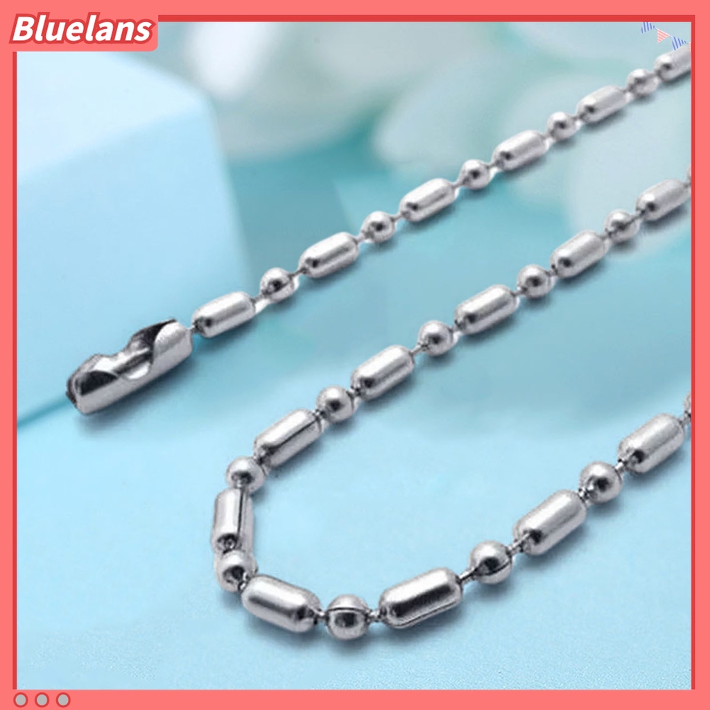 Kalung Rantai Panjang Hias Manik-Manik Bola Bahan Stainless Steel 2.4mm Gaya Hip Hop Untuk Unisex