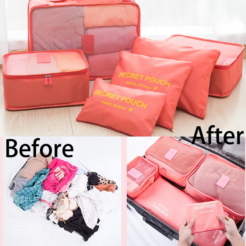 Organizer Travel Koper 6 in 1 lengkap sekat koper bepergian lengkap tempat make up Tempat Baju Tempat peralatan mandi anti kusut anti acak acak mempermudah meletakkan peralatan dan baju di koper dengan terorganisasi dan rapih