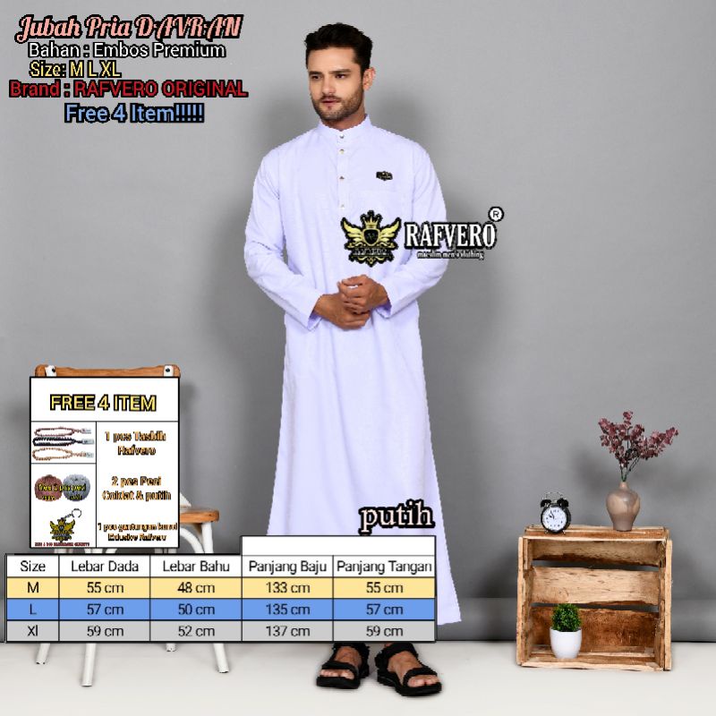 Jubah Pria DAVRAN ORIGINAL RAFVERO - Jubah Pria Terbaru - Jubah Pria Embos