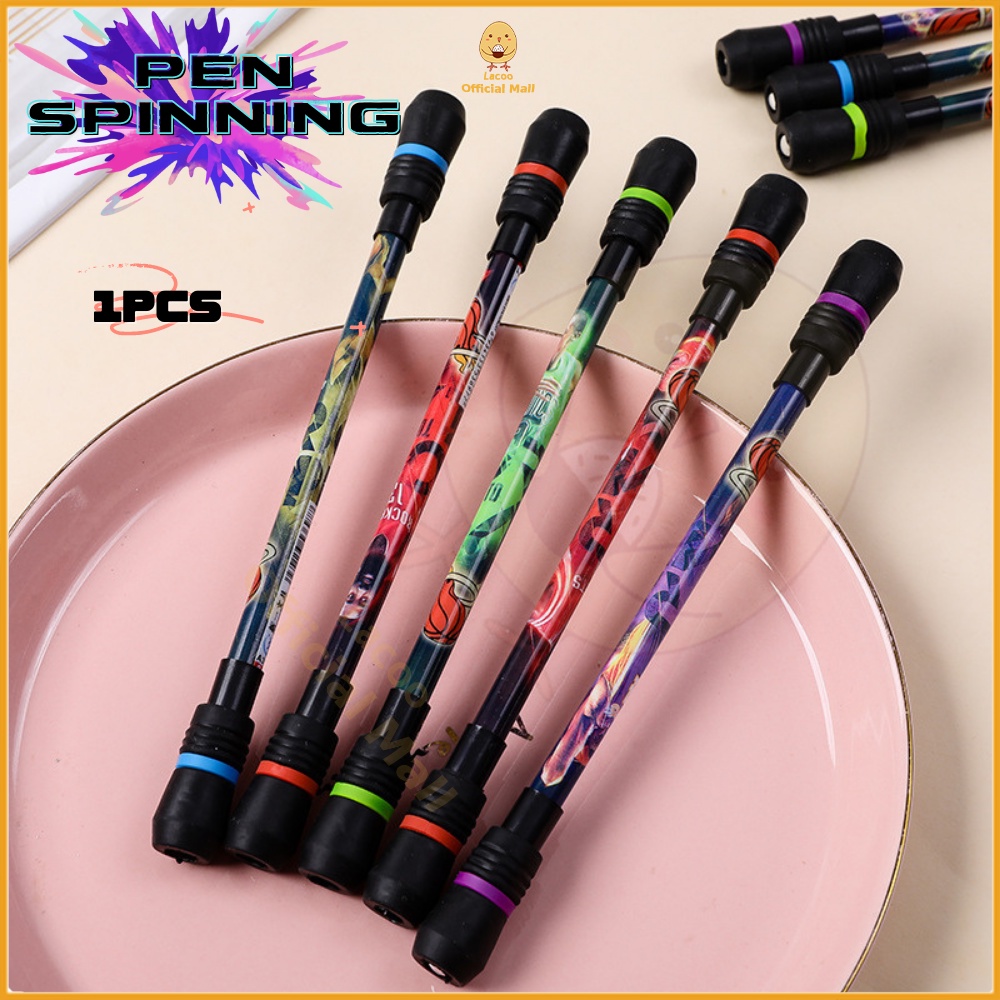 Lacoo Pen spinning anti stres Gel pen Pulpen putar Balance pen kartun Pen Spining plastik Bolpoin rotating