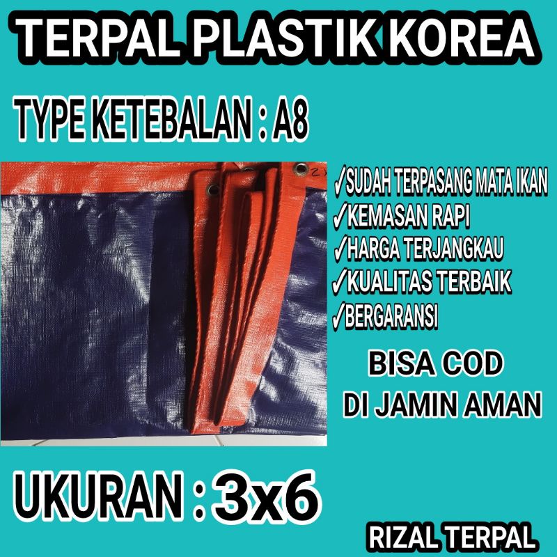 Terpal plastik Korea ukuran 3x6 Type ketebalan A8 merek truk