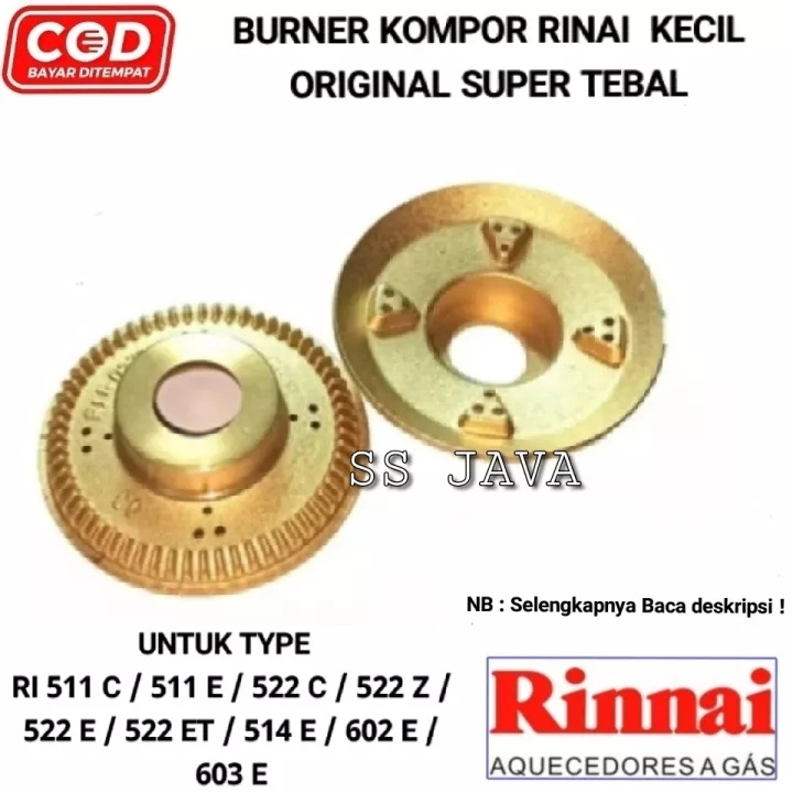 Burner kompor gas rinnai / sparepart burner kuningan ukuran kecil original super tebal untuk kompor 