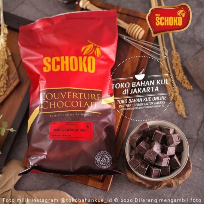 

[COD] Schoko Dark Couverture Chocolate CUBE 56% 1kg Cokelat Baking Coklat [COD]