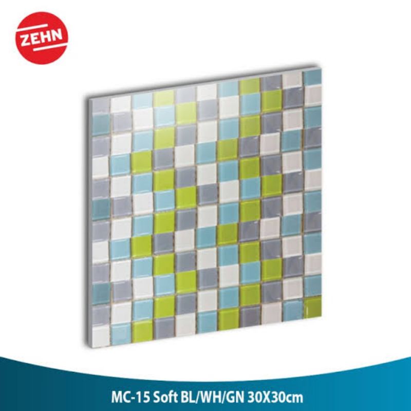CLEARANCE SALE ZEHN GLASS MOSAIC MC-15 SOFT BL/WH/GN 30X30CM