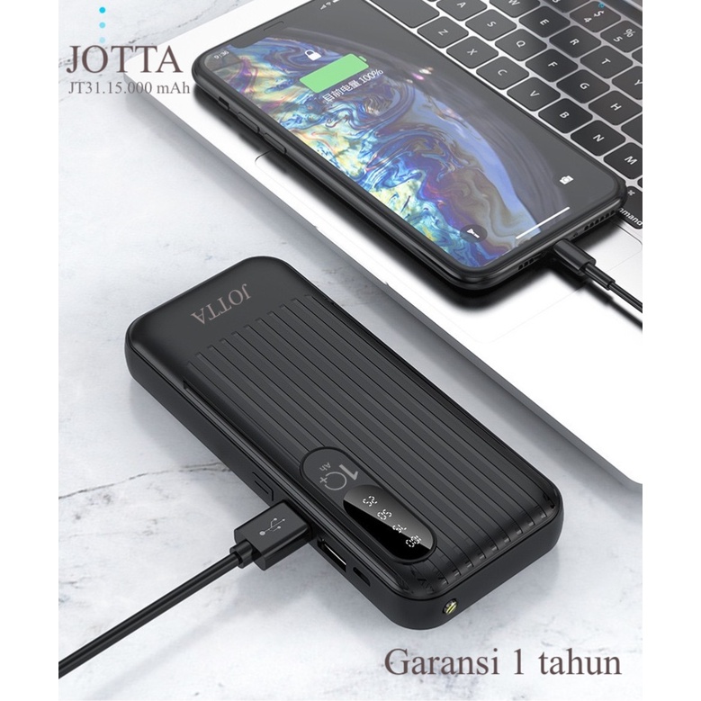 Powerbank JOTTA type JT 31 kapasitas 15.000 mah garansi 2 tahun universal For handphone xiomi ,samsung,iphone,oppo dan gadget lainya.