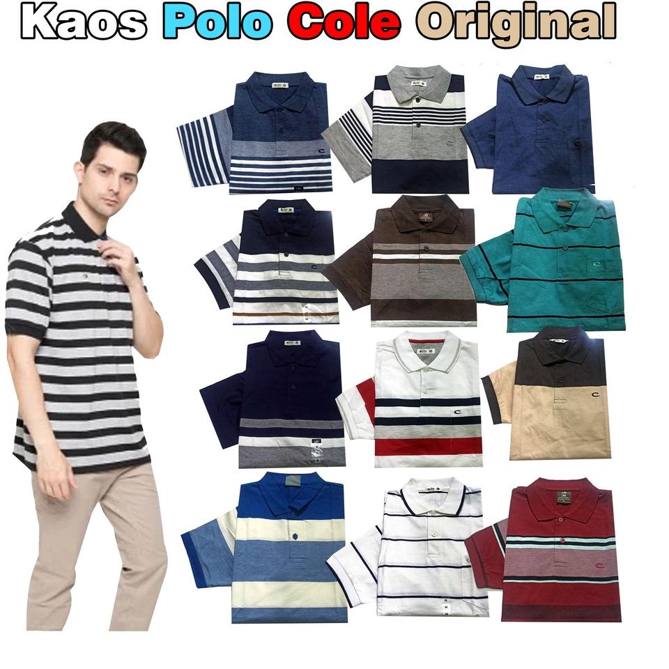 Kaos Kerah Cole Polo Shirt Stripe Wangky Cole Lengan Pendek Kaos Polo Cole Stripe Polos Original [ST