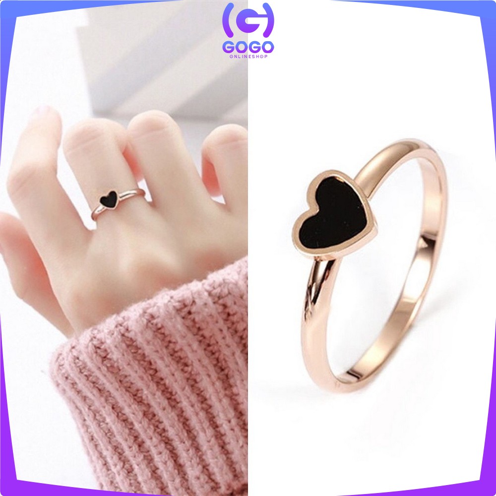 GOGO-K131 Cincin Wanita Bahan Titanium Steel Motif Bunga / Cincin Dewasa Motif Simple Anti Karat / Cincin Fashion Wanita Ala Korea