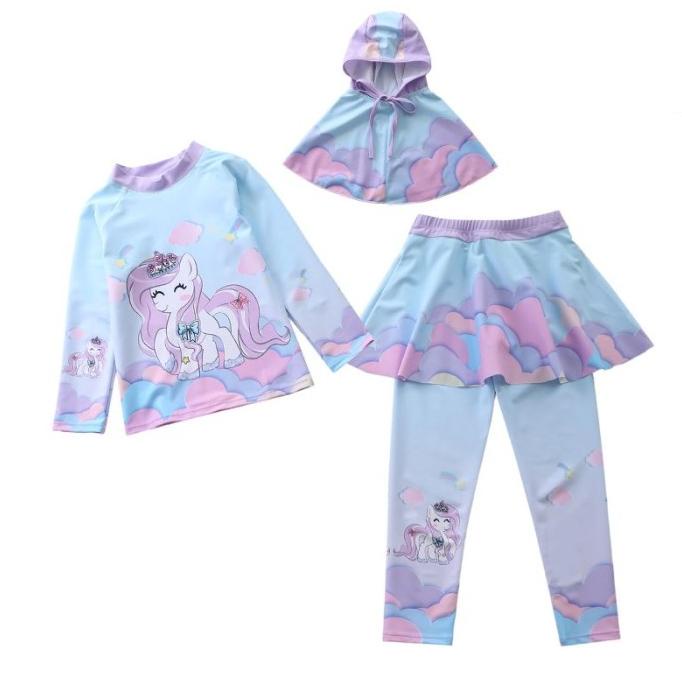 VIRAL Baju Renang Hijab Anak Perempuan Muslim Motif Unicorn Import