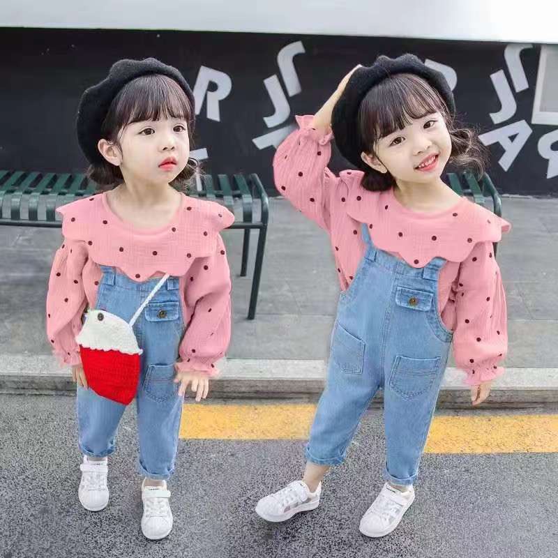 Setelan Set Overall Anak Import Uisa 2-5th Jeans Premium/Setelan baju Import premium