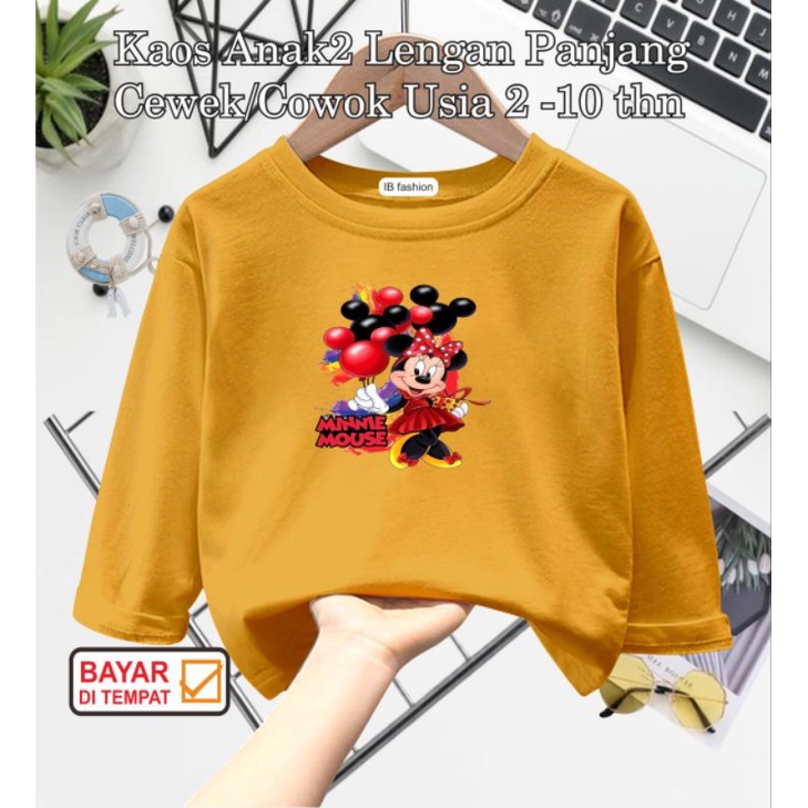 ((IB))KAOS ANAK PEREMPUAN PANJANG/MINNIE BALON DIGITAL SABLON