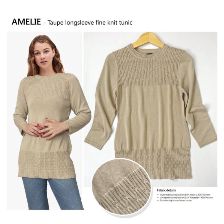 Amelie taupe longsleeve fine knit tunic