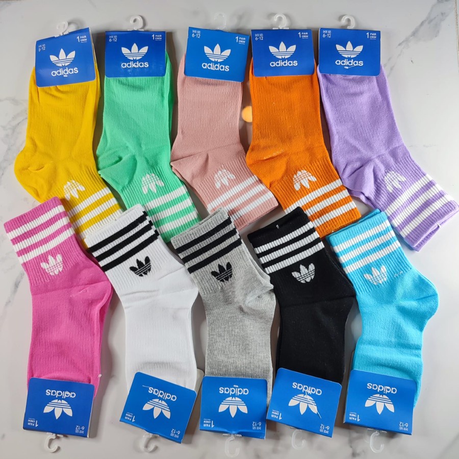 Adidas Trefoil Classic Kaos kaki Vintage Unisex Colorful Socks