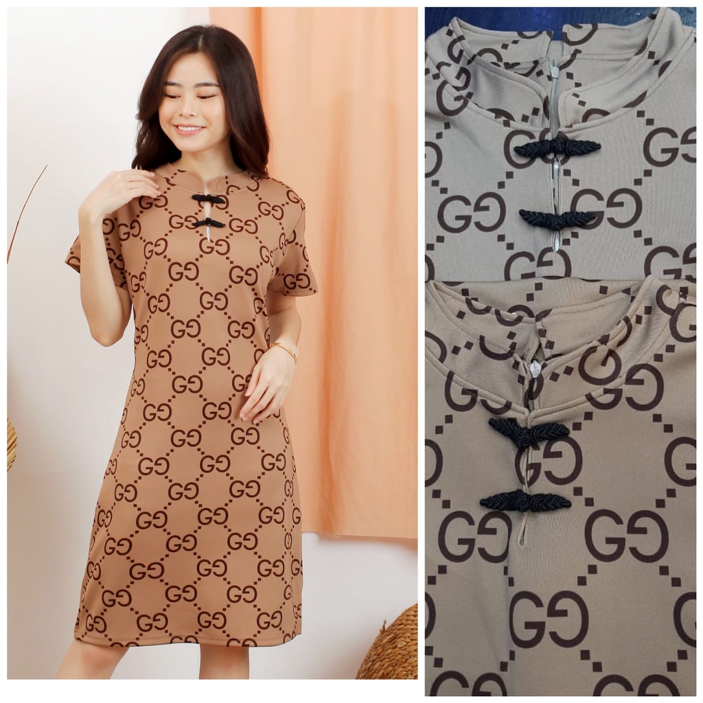 Midi Dress Import Wanita Dress Lengan Pendek Dress Korea Import