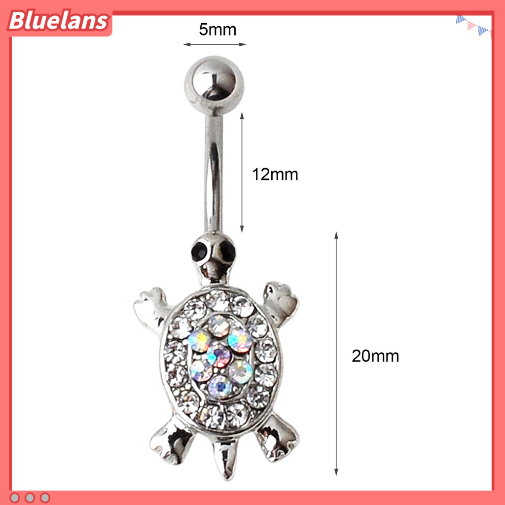 Bluelans 16G Multicolor Rhinestone Cute Turtle Sexy Body Piercing Belly Button Bar Ring