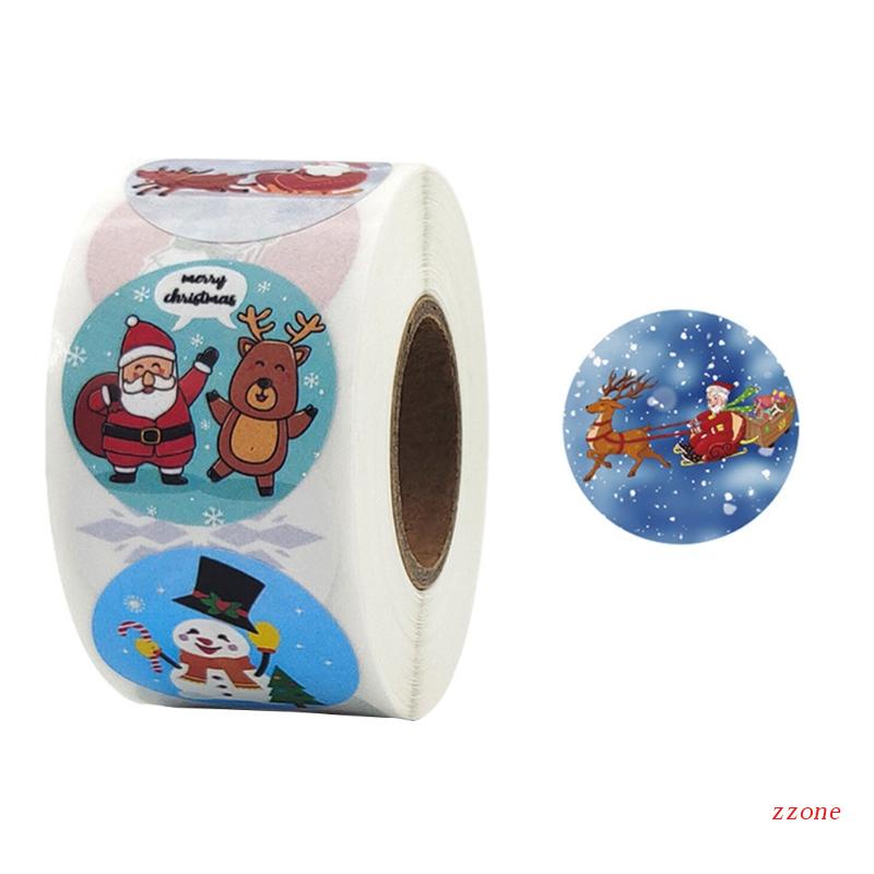 500pcs / roll Stiker Label 128 Pola Tema Natal Untuk Dekorasi Amplop Kartu Kotak Hadiah