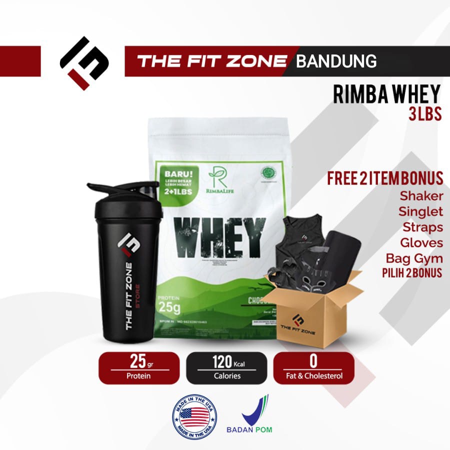 Rimbalife Whey Protein 3 Lbs (2 +1) BPOM Halal Rimba Life Whey Protein