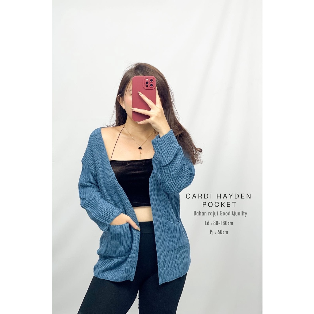 HOPYLOVY - Cardigan Rajut Wanita Kekinian Hayden Pocket