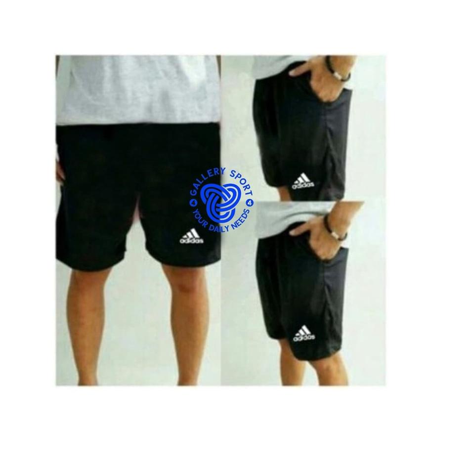XAF.31Oc22м ◦ CELANA PENDEK BOLA FUTSAL HITAM POLOS BERKANTONG GRADE ORI-OBRAL CELANA OLAHRAGA RUNNI