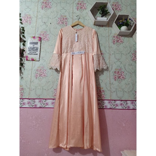 gamis pesta brokat preloved dress syar'i second pl muslimah