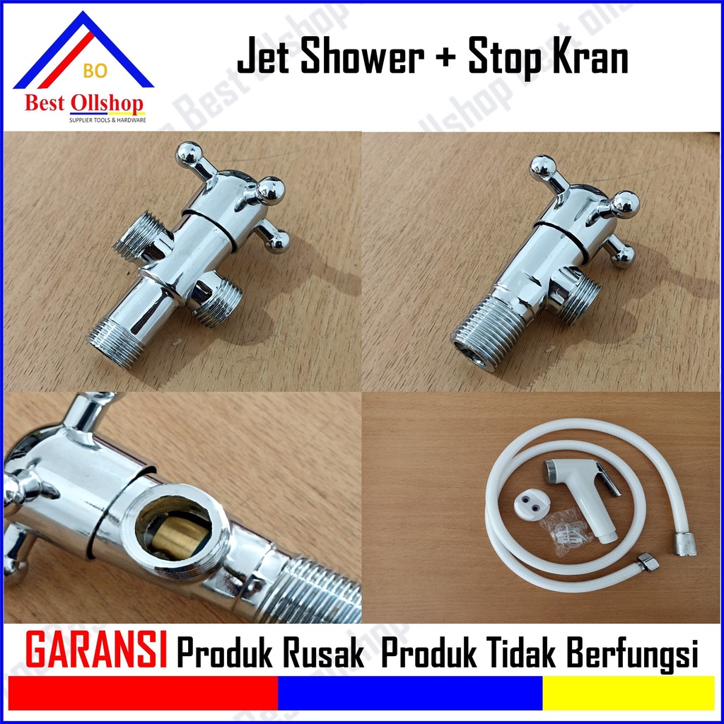 Termurah Paket Bundling Jet Shower Spray Bidet Stop Kran Klosed Jet Shower Cebok Toilet Complete Set Putih Washer